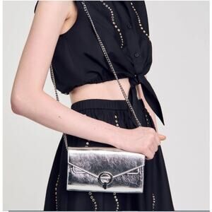 Sandro Women's Silver YZA Pocket Clutch Bag
